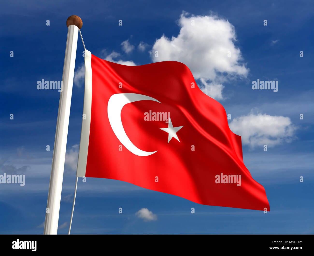 Drapeau Turquie 3D (avec chemin de détourage) Banque D'Images