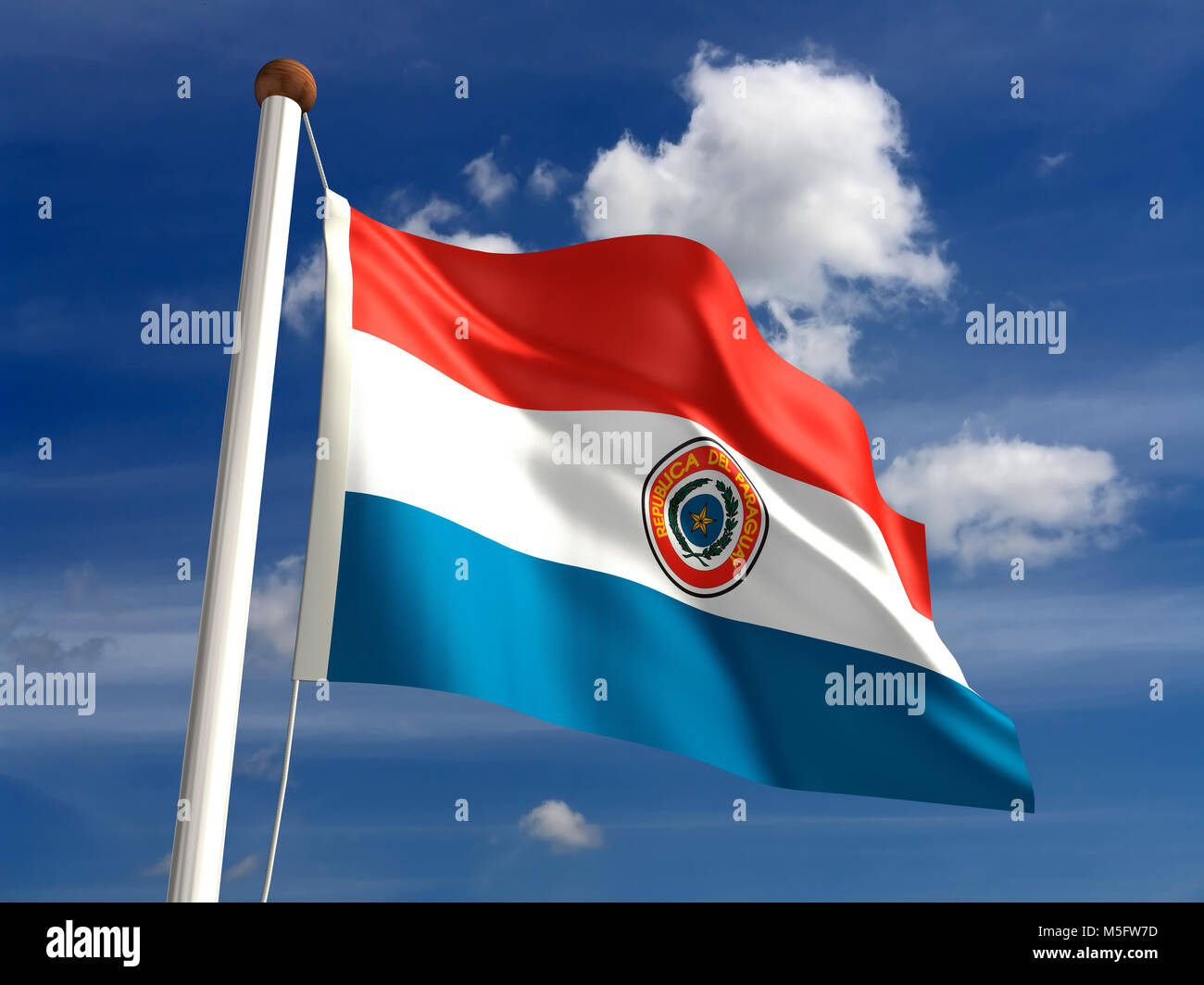 Drapeau Paraguay 3D (avec chemin de détourage) Banque D'Images