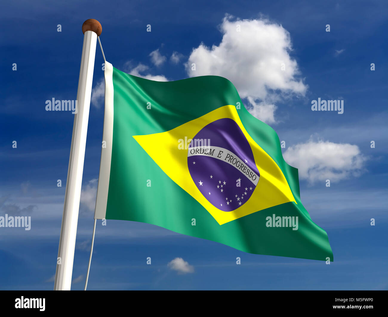 Drapeau Brésil 3D (avec chemin de détourage) Banque D'Images