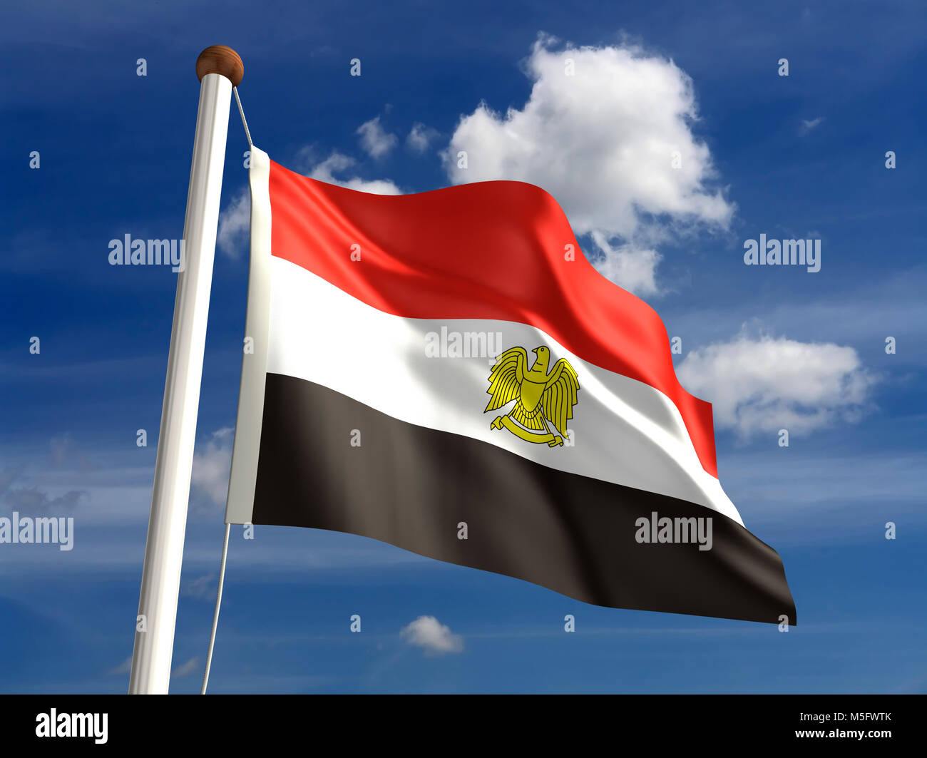 Drapeau Egypte 3D (avec chemin de détourage) Banque D'Images