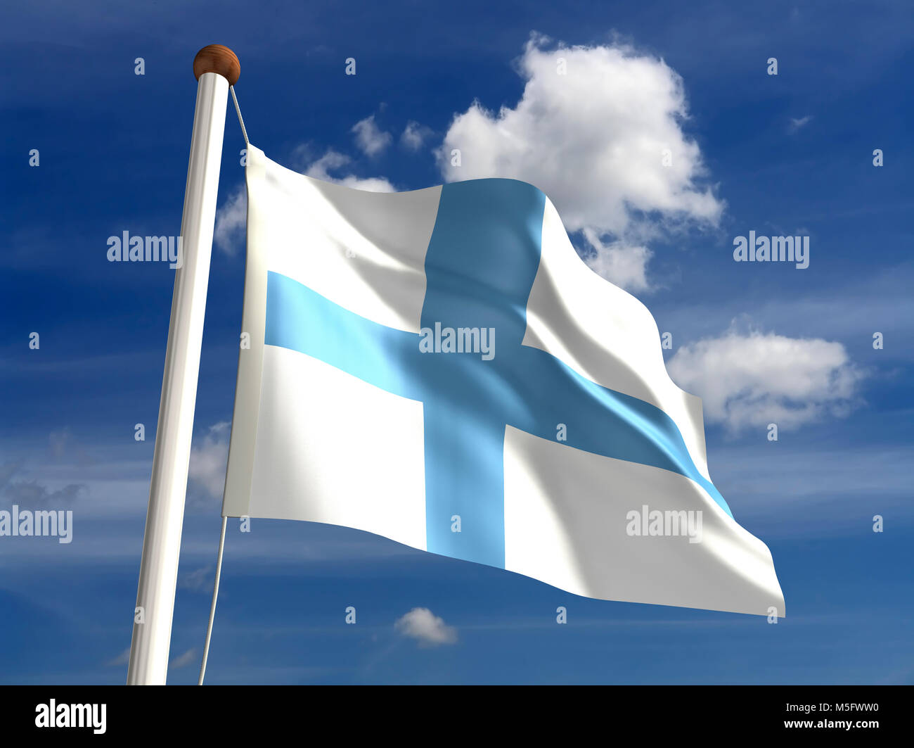 Drapeau Finlande 3D (avec chemin de détourage) Banque D'Images