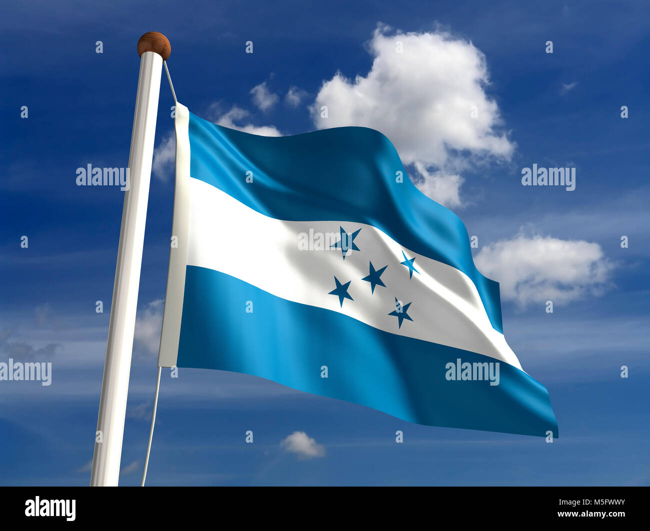 Drapeau Honduras 3D (avec chemin de détourage) Banque D'Images