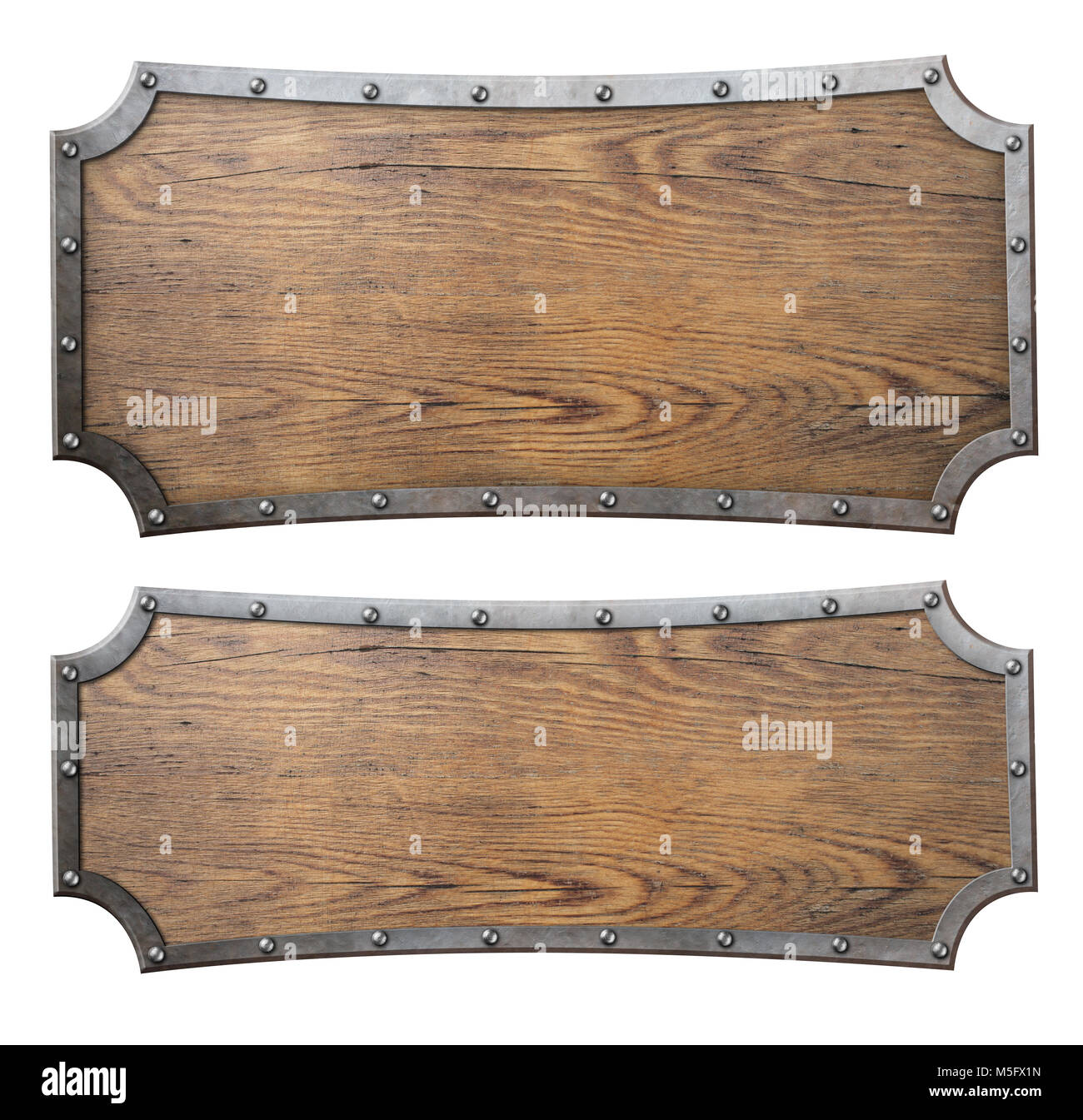 Enseignes de bois médiévale set 3d illustration Banque D'Images