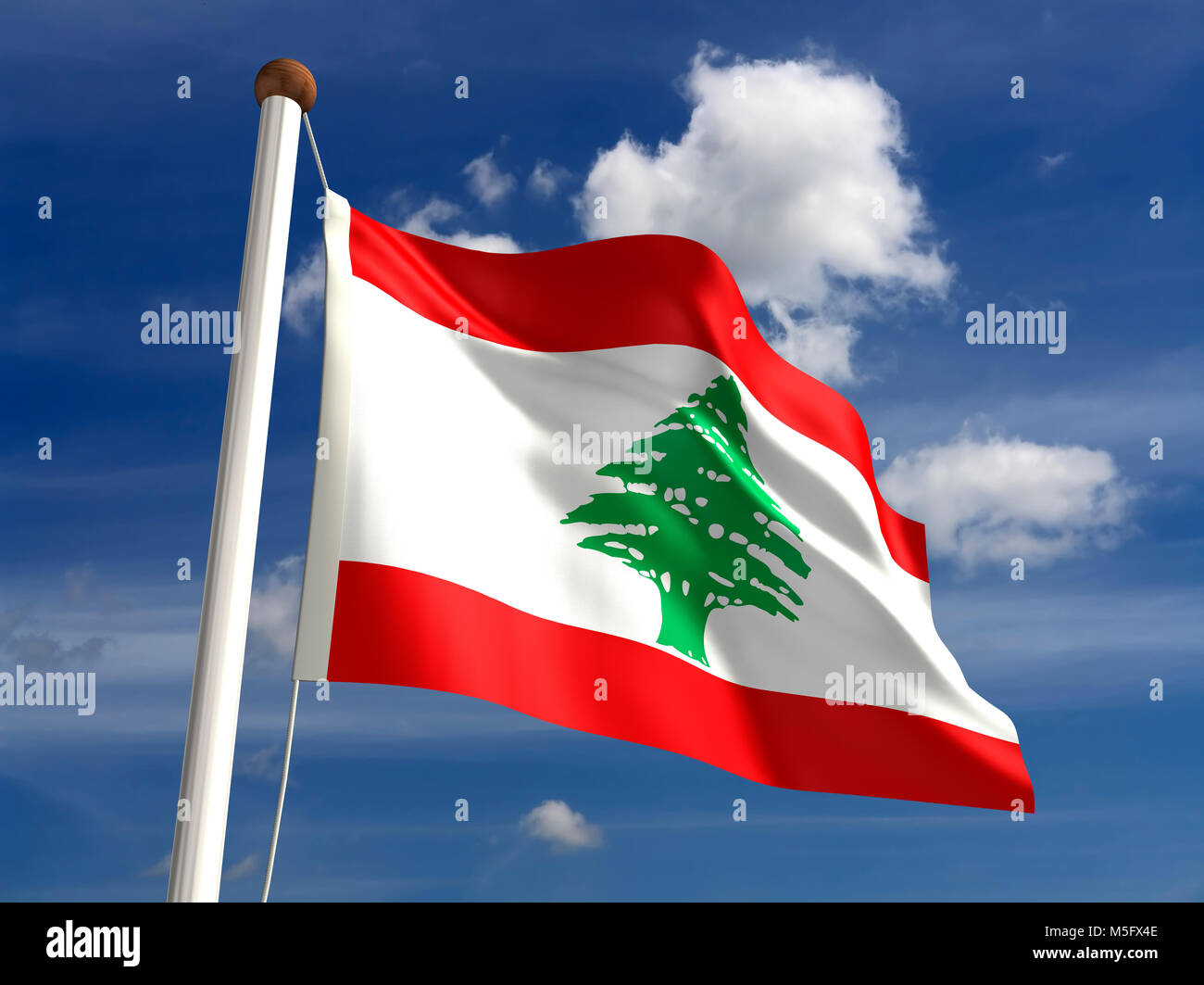 Drapeau Liban 3D (avec chemin de détourage) Banque D'Images