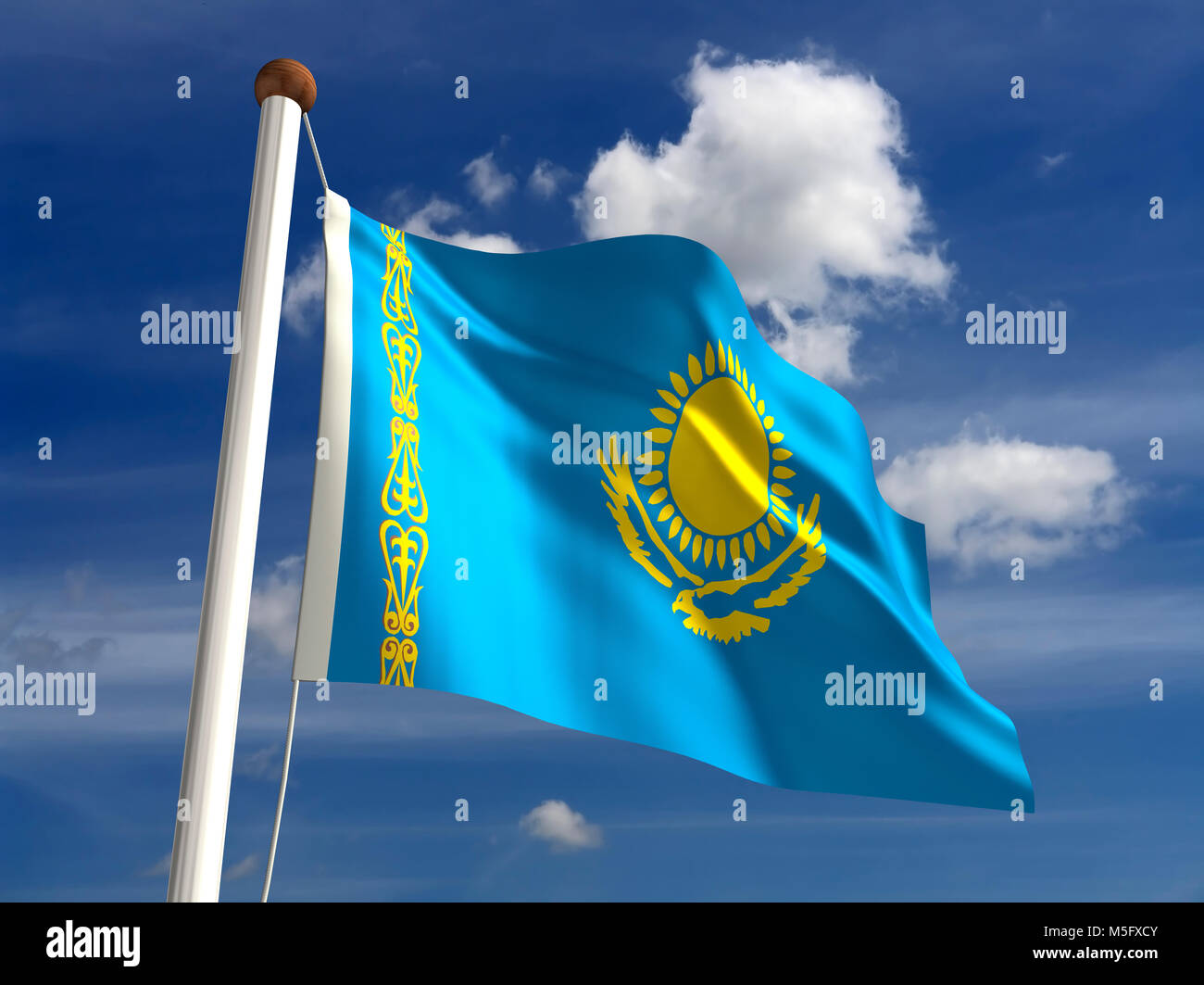 Drapeau Kazakhstan 3D (avec chemin de détourage) Banque D'Images