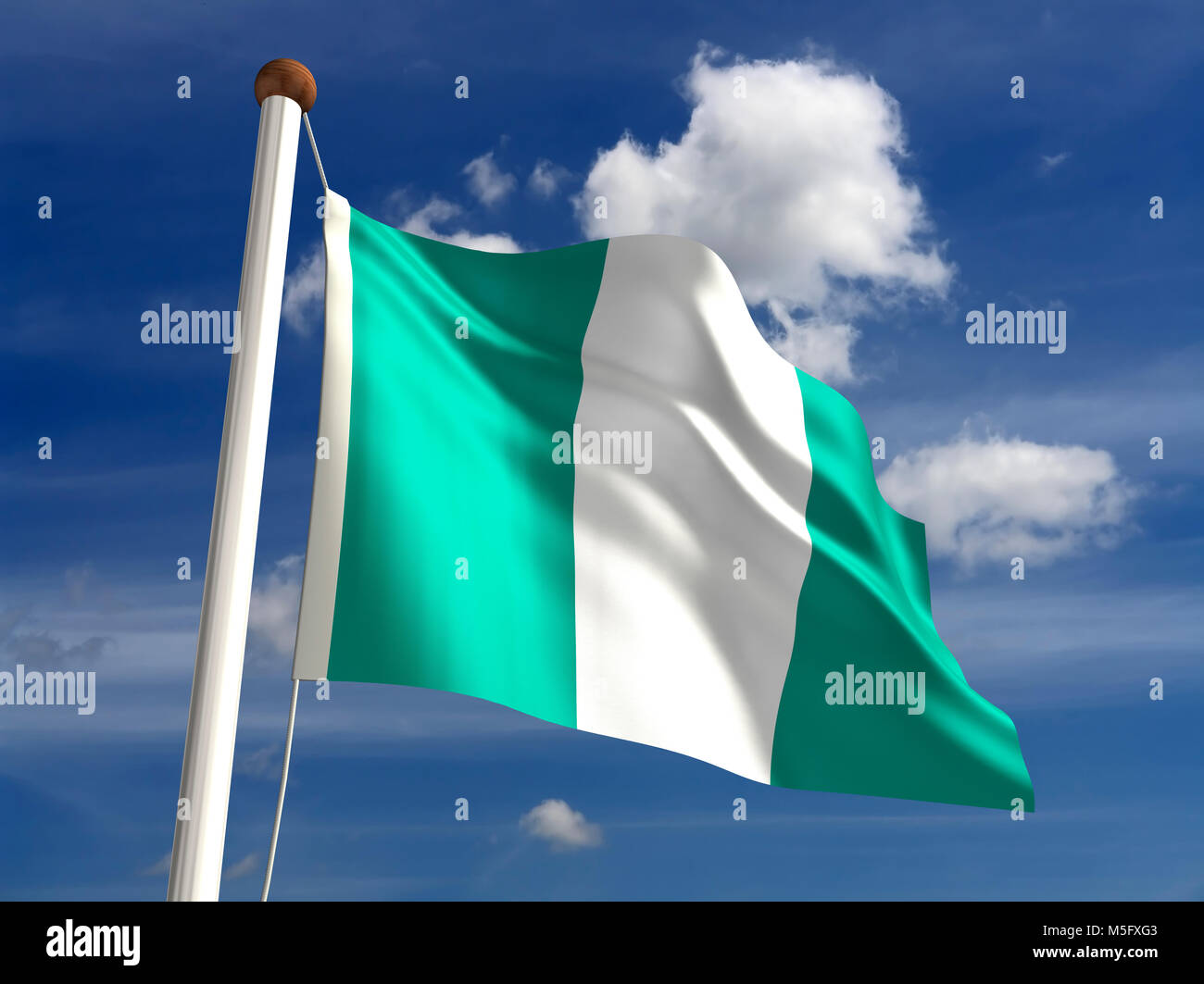 Drapeau Nigeria 3D (avec chemin de détourage) Banque D'Images