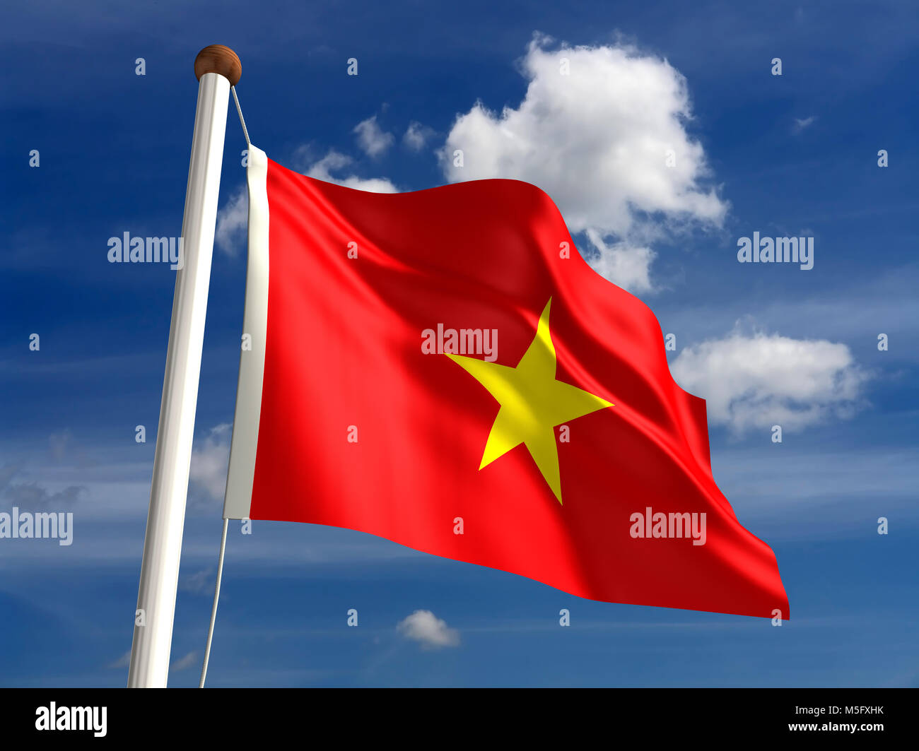 Drapeau Vietnam 3D (avec chemin de détourage) Banque D'Images