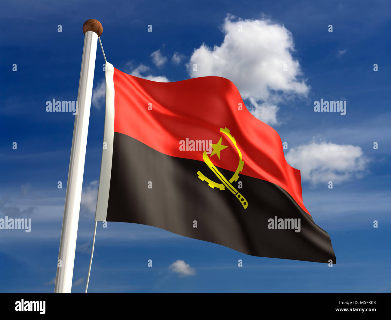 Drapeau Angola 3D (avec chemin de détourage) Banque D'Images