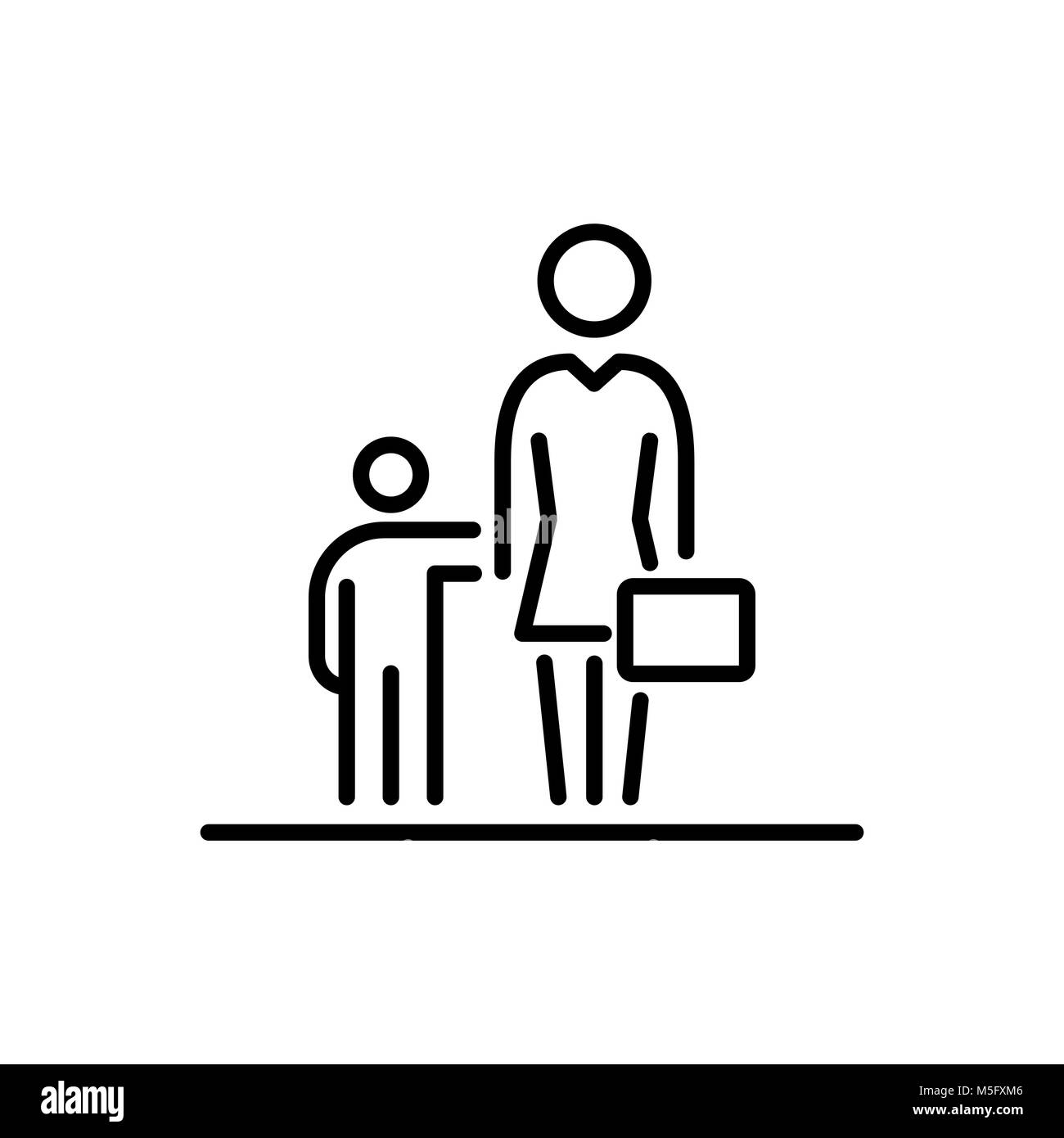 Femme avec enfant personnes ui icône simple ligne télévision illustration. Illustration de Vecteur