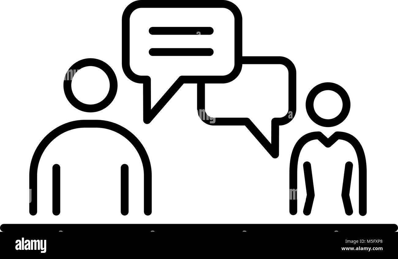 Les gens d'affaires réunion conversation simple télévision ligne icône illustration. Illustration de Vecteur