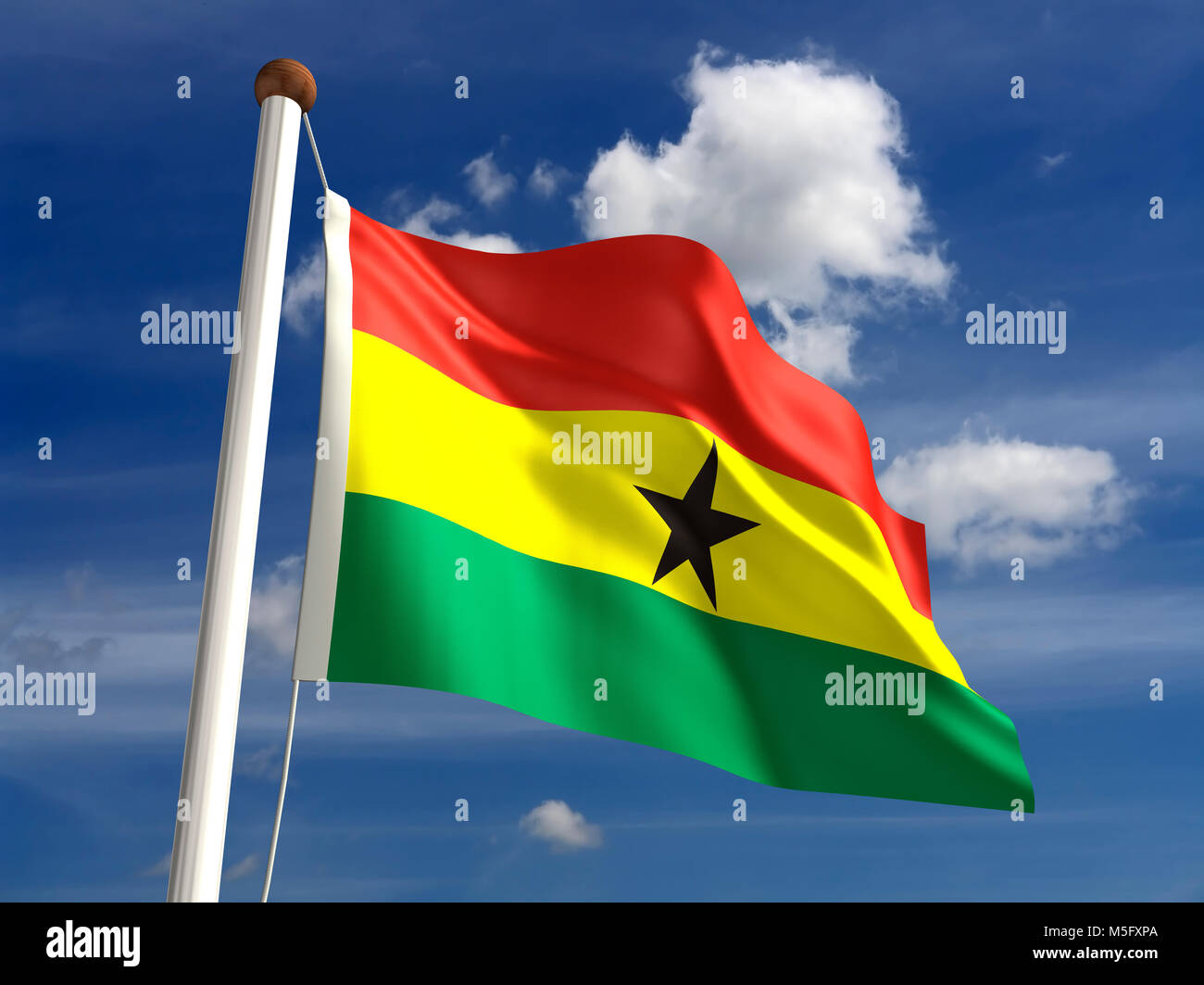 Drapeau Ghana 3D (avec chemin de détourage) Banque D'Images