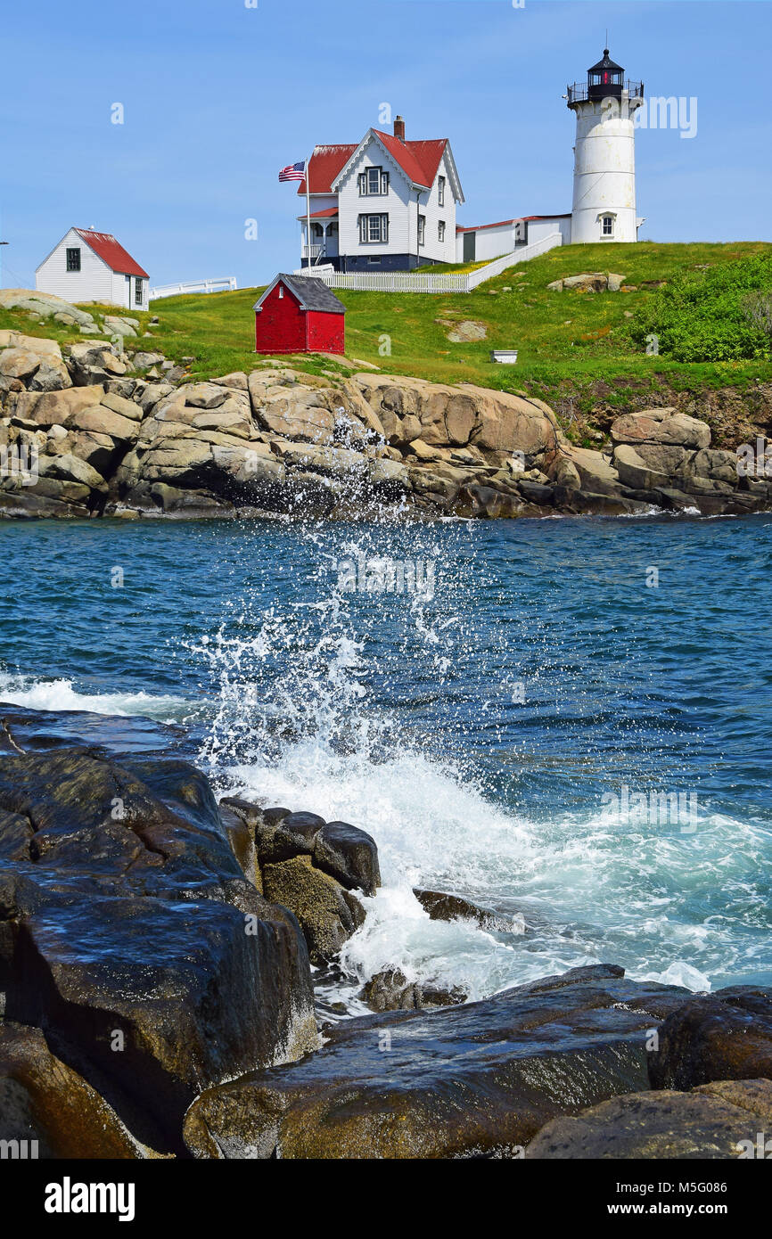 Neddick phare sur les côtes du Maine Banque D'Images
