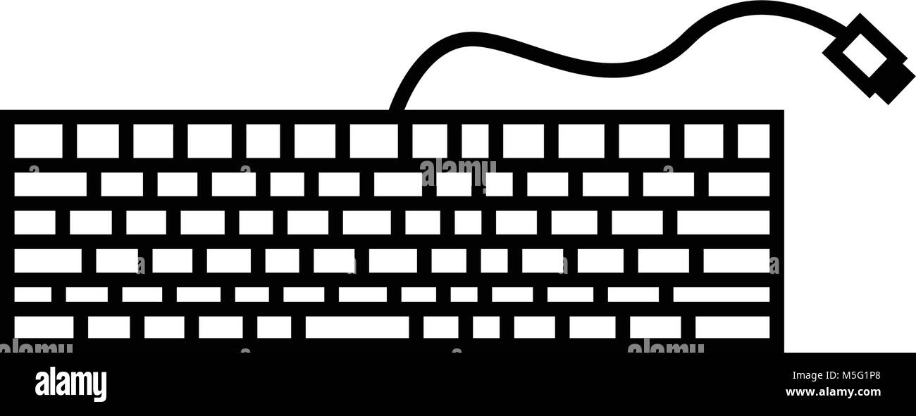 Ligne de l'icône Clavier style contour isolé sur fond blanc, l'illustration est plat, vector, pixel parfait pour le web et print. Stokes linéaire et fi Illustration de Vecteur