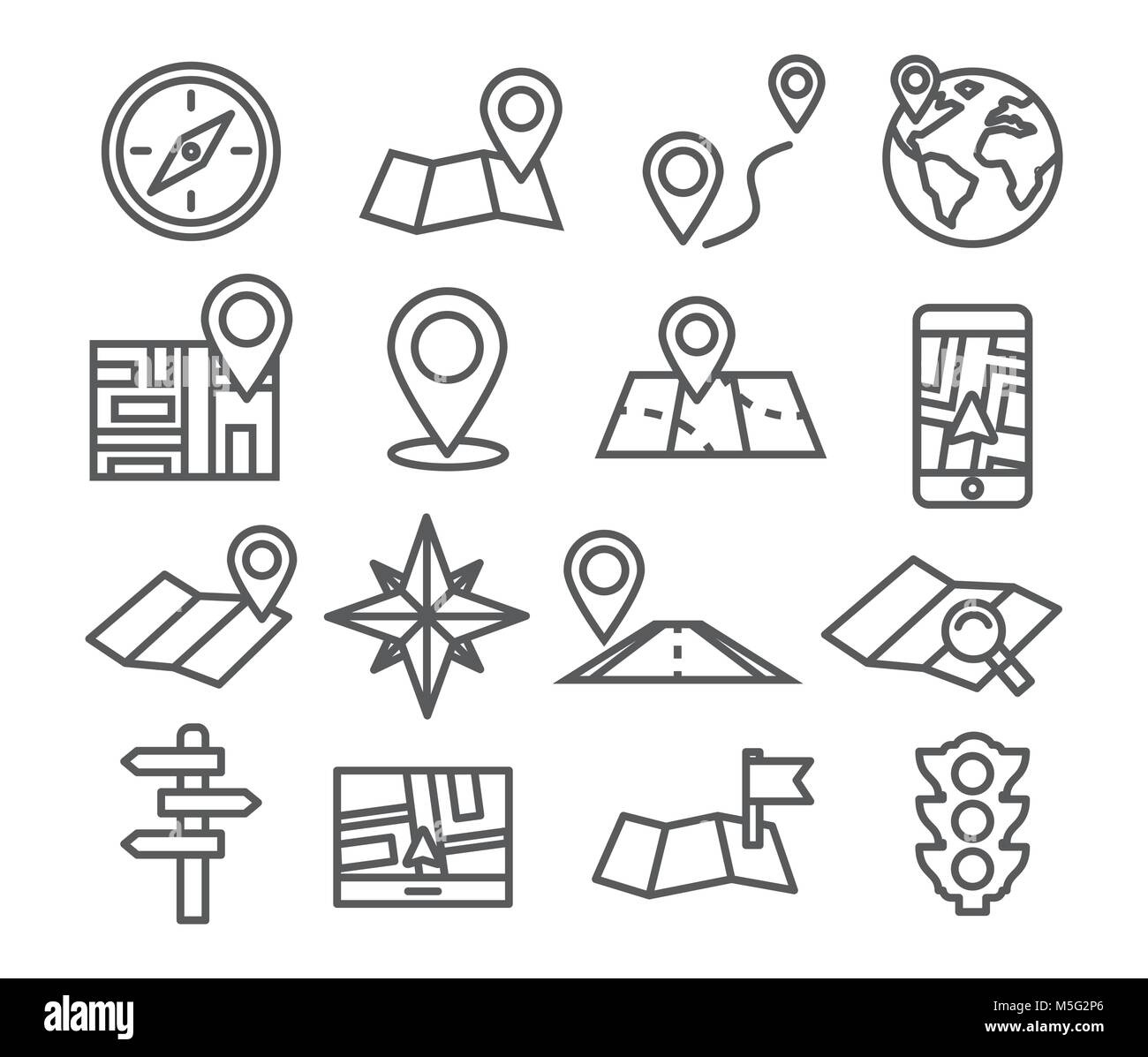 La carte de navigation et d'icônes en ligne Illustration de Vecteur