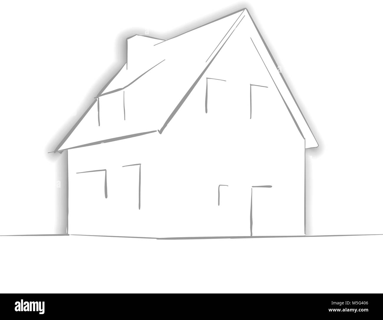 Petite maison Dessin à la main. Line art architecture icône pour carte de souhaits, vector background. Illustration de Vecteur