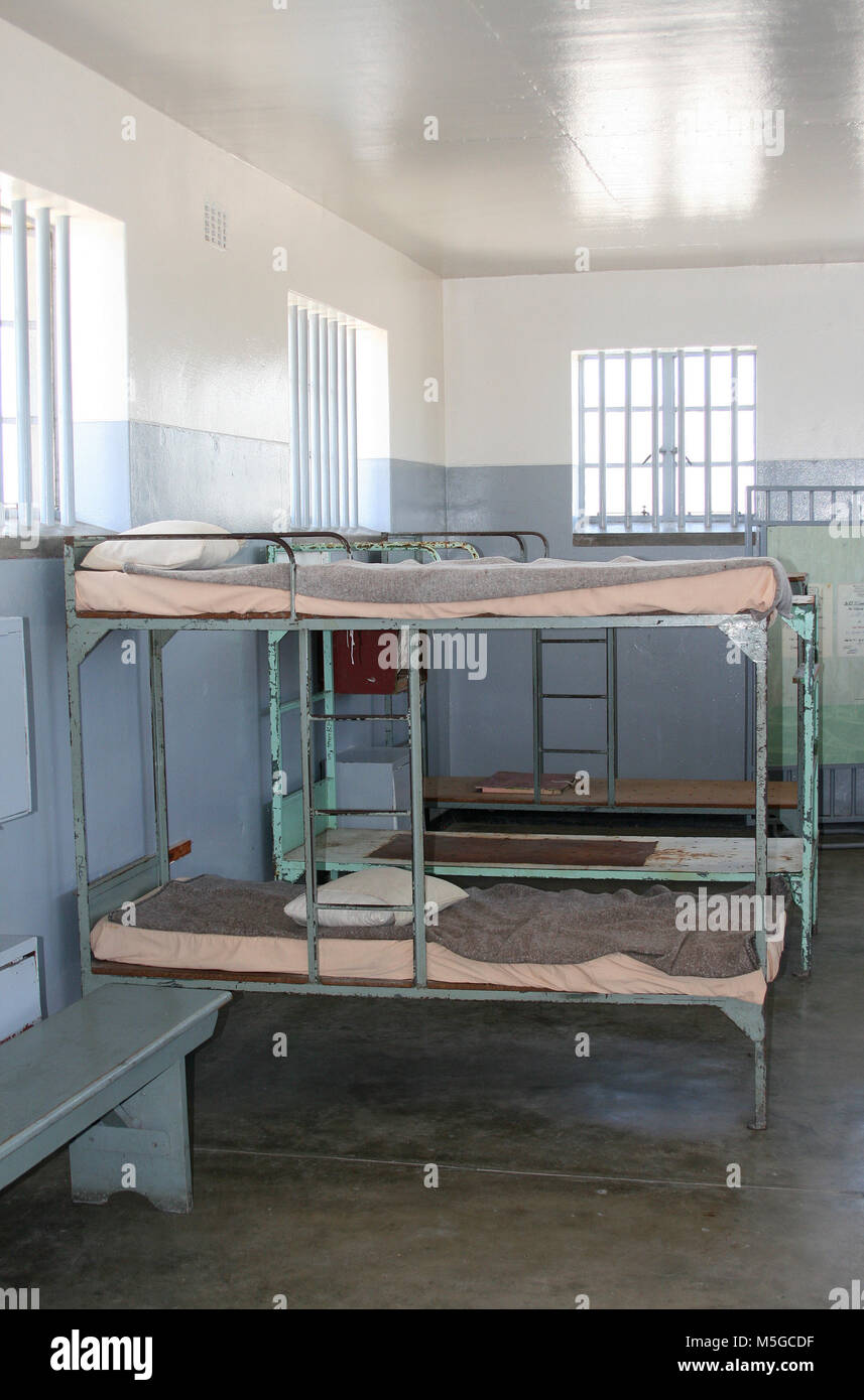 À l'intérieur de la prison de Robben Island, l'île de Robben Island, Cape Town, Afrique du Sud Banque D'Images