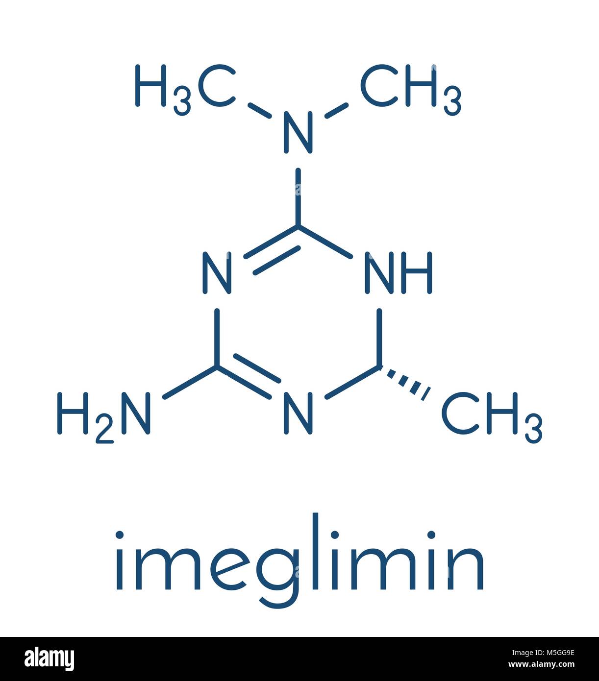 Imeglimin diabète molécule pharmaceutique. Formule topologique. Illustration de Vecteur