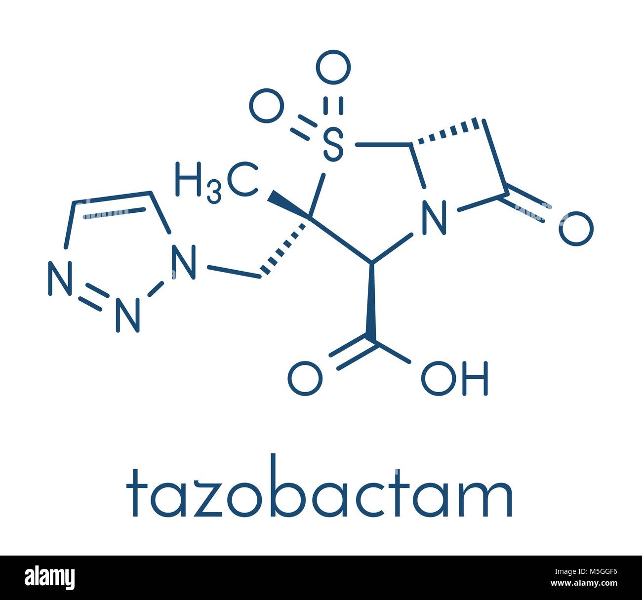 Tazobactam molécule pharmaceutique. Inhibiteur des bêta-lactamases bactériennes enzymes. Formule topologique. Illustration de Vecteur