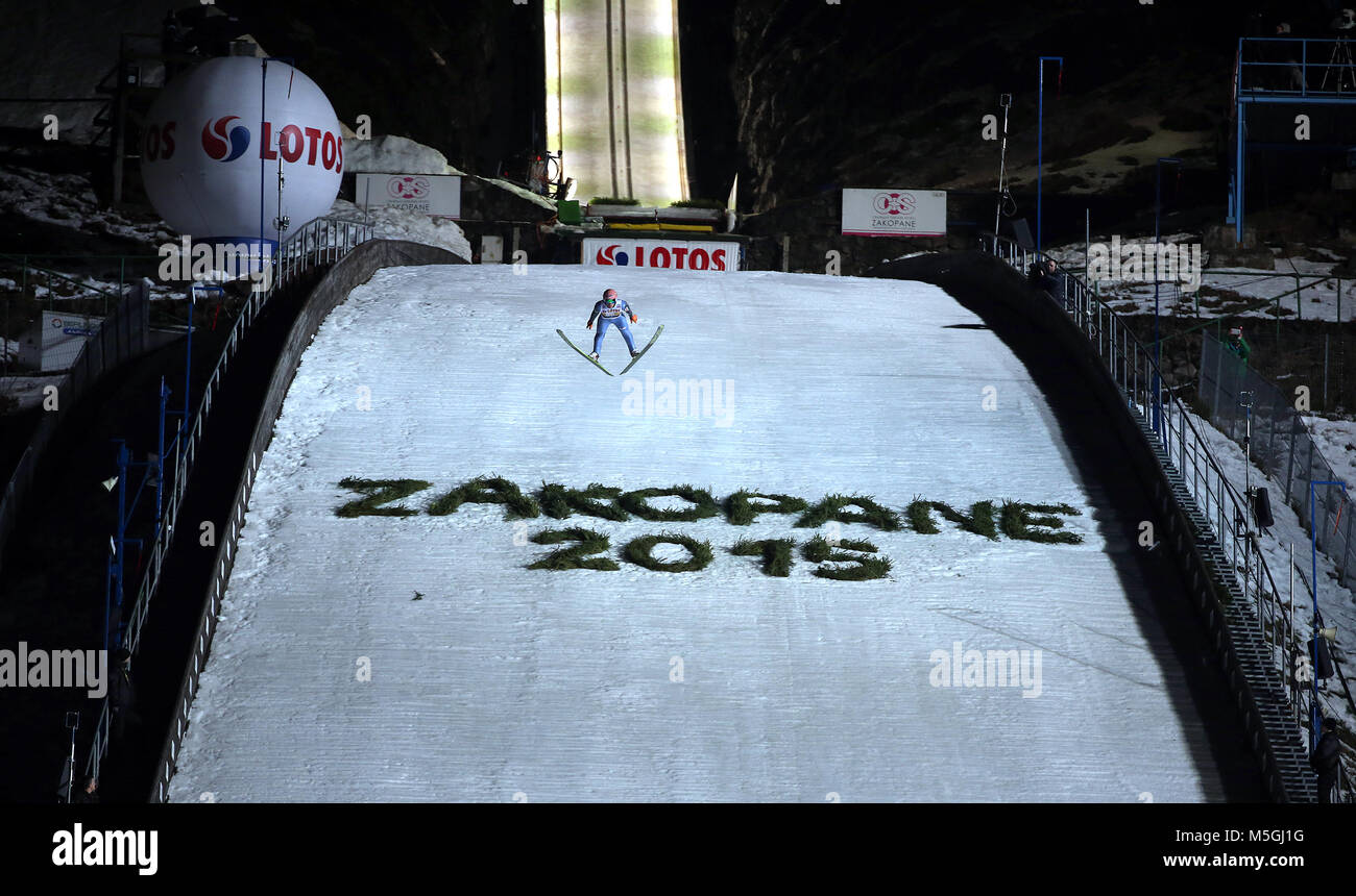 ZAKOPANE, POLOGNE - Le 18 janvier 2015 : Coupe du monde de saut à ski FIS Zakopane Banque D'Images