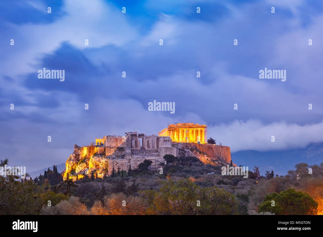 La colline de l'Acropole et le Parthénon à Athènes, Grèce Banque D'Images