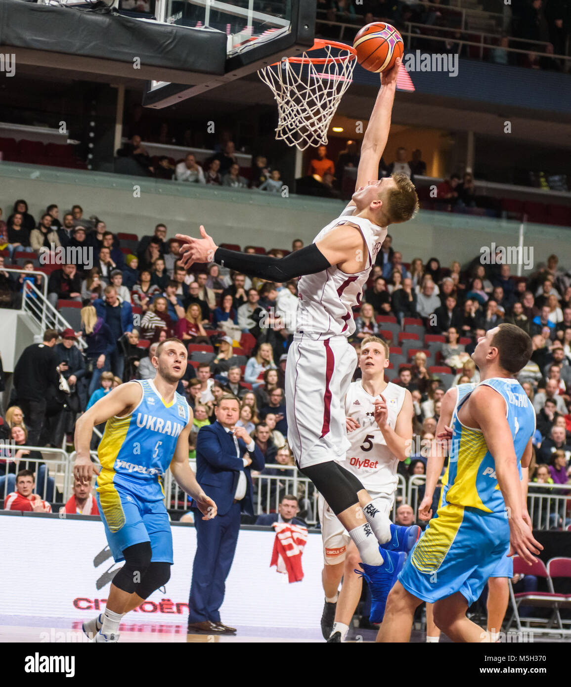 Riga, Lettonie. Feb 23, 2018. Coupe du Monde de Basket-ball FIBA 2019 Jeu de  qualification : Lettonie - Ukraine. Arena Riga. Credit : Gints  Ivuskans/Alamy Live News Photo Stock - Alamy