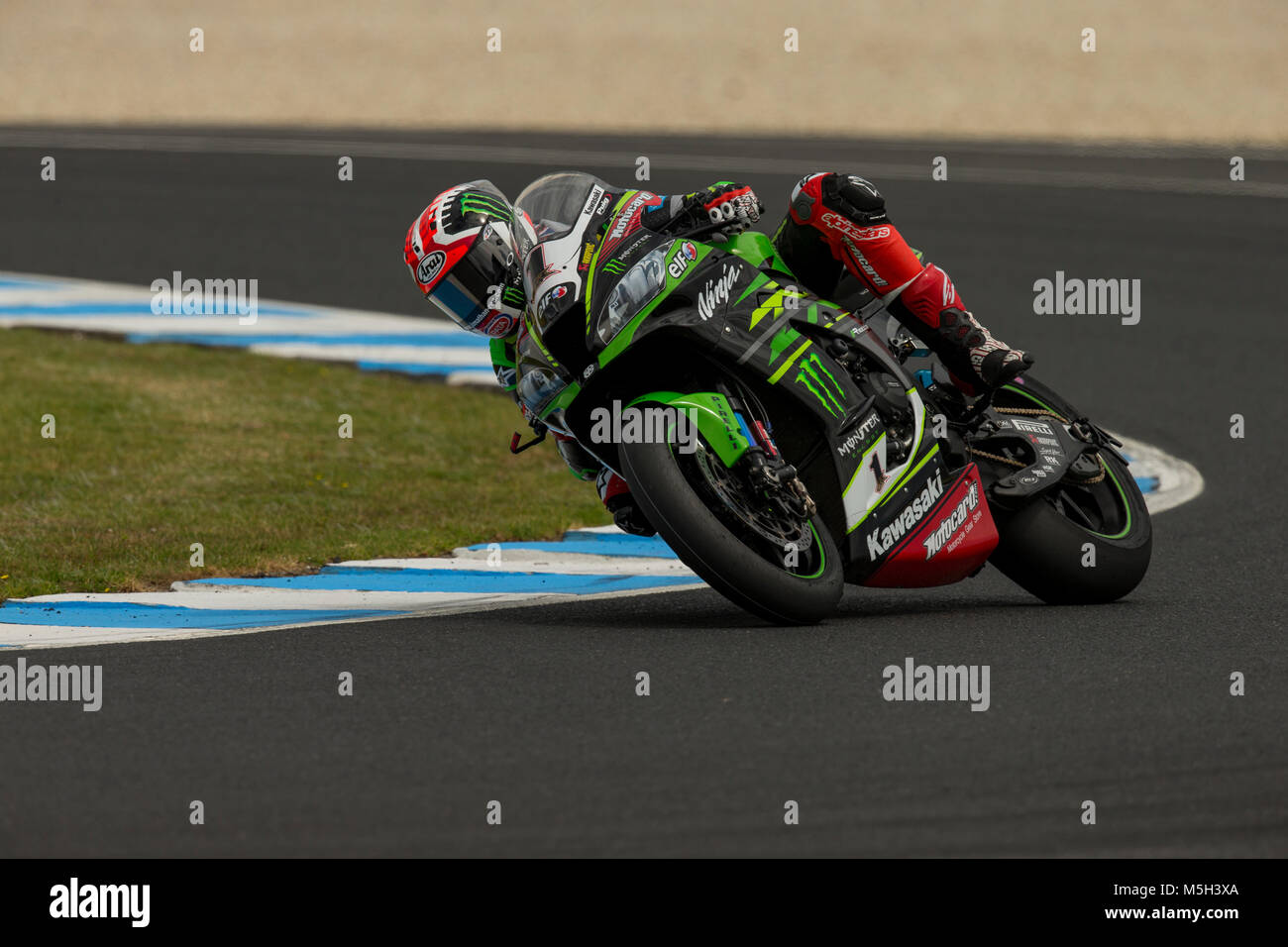 Vendredi, 23 février, 2018. Championnat du Monde FIM Superbike. Phillip Island, Australie. Jonathan Rea, Kawasaki Racing Team World Superbike. Essais libres 2. Banque D'Images