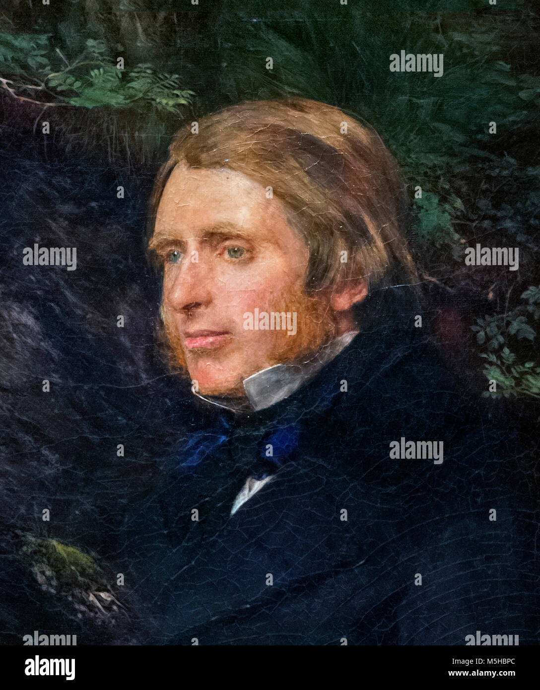 Portrait de la célèbre critique d'art victorien John Ruskin (1819-1900) par John Everett Millais (1829-1896), huile sur toile, 1854. Détail d'une grande peinture, M5HBPD Banque D'Images