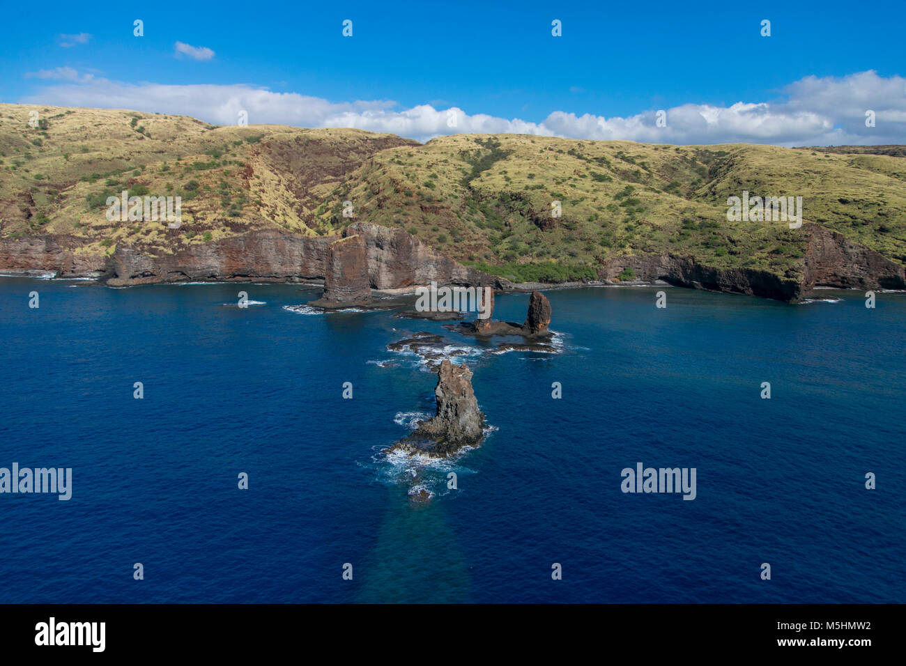 La baie de Honopu, AKA, trois Sœurs, l'île de Lanai, Hawaii Banque D'Images