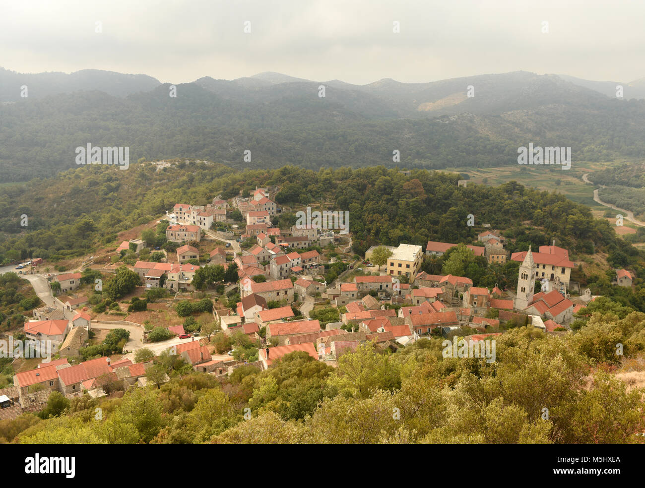 Vieille ville de Lastovo sur l'île de Lastovo, Croatie Banque D'Images