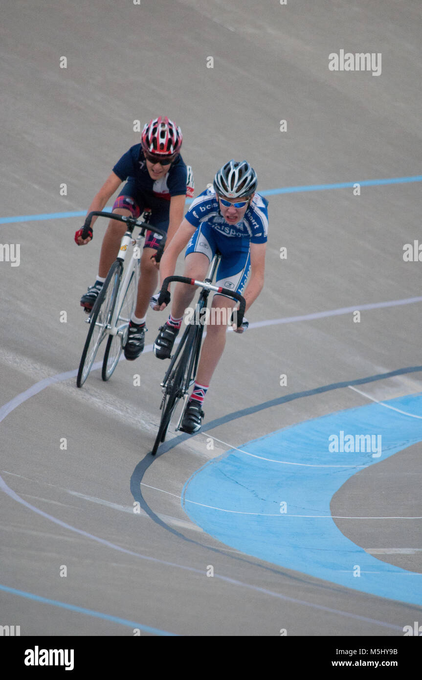 Randonnée à vélo au vélodrome de Calgary à Calgary, Alberta, Canada le 2 septembre 2011. Banque D'Images