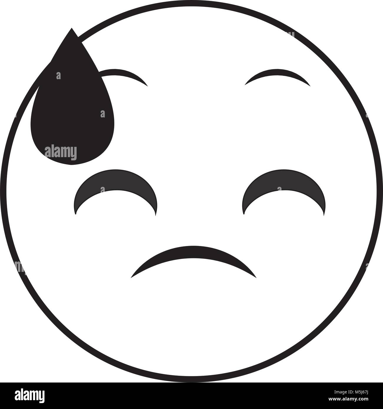 Transpiration ligne geste visage expression emoji Illustration de Vecteur