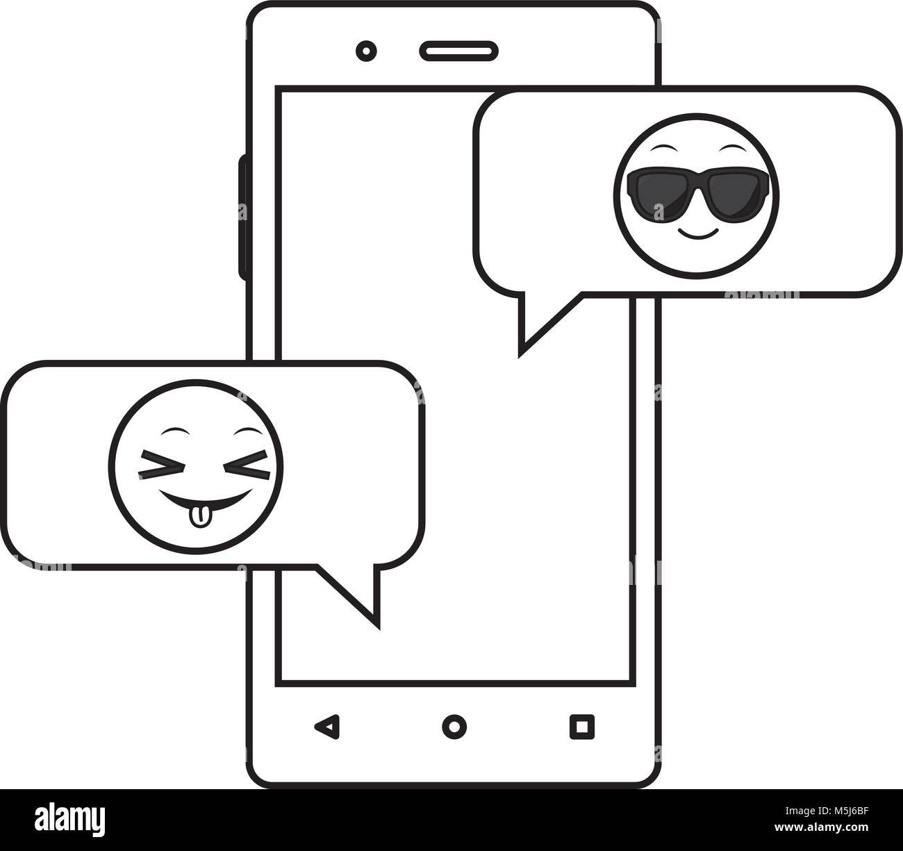 Smartphone avec emoji ligne cool et drôles de chat Illustration de Vecteur