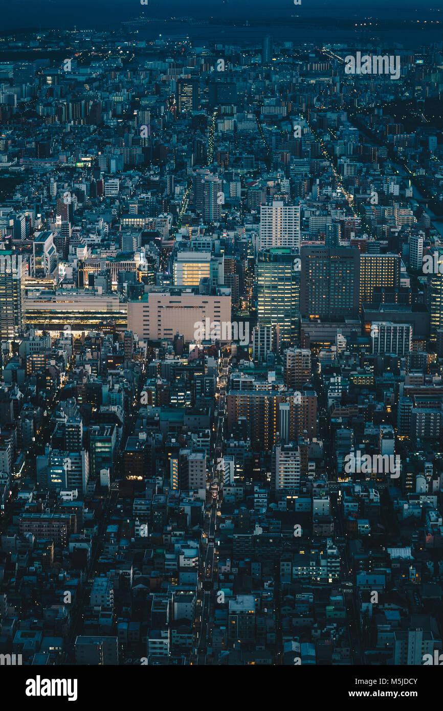 Toits de Tokyo en vue d'en haut de la photographie aérienne de la ville de Tokyo, Japon Banque D'Images