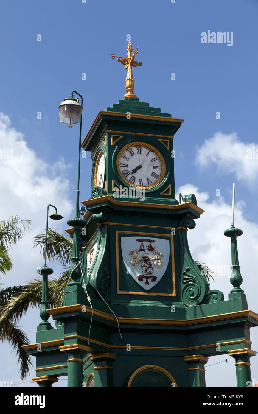 Le Berkeley Memorial Réveil domine le cirque en Europe centrale Basseterre sur St Kitts Banque D'Images