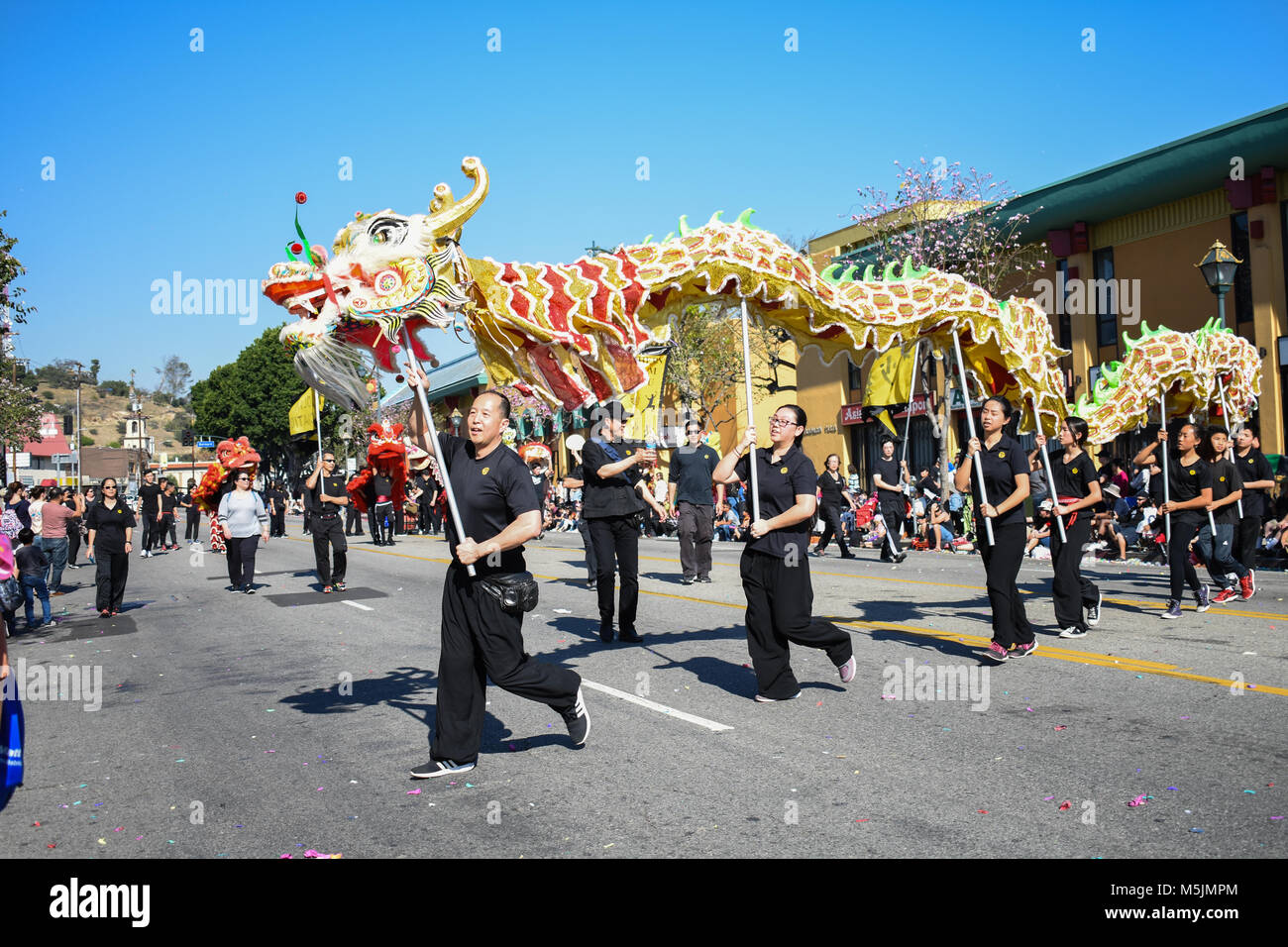 Le Nouvel An chinois 2018 dans le quartier chinois de Los Angeles, Ca. est célébré avec des défilés, des foules, et de festivités. Banque D'Images