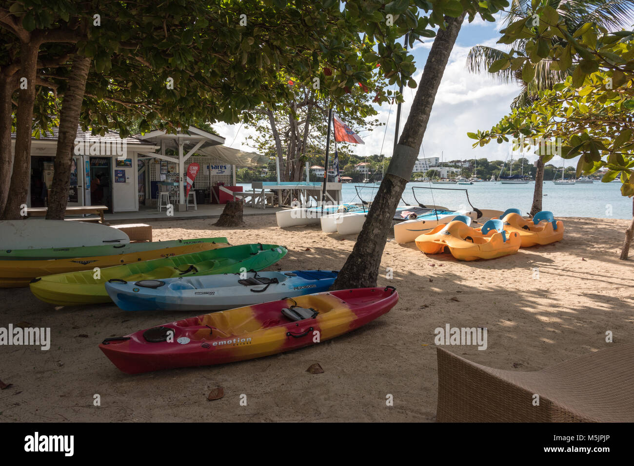 Matériel nautique à Grenada Resort, Caraïbes Banque D'Images