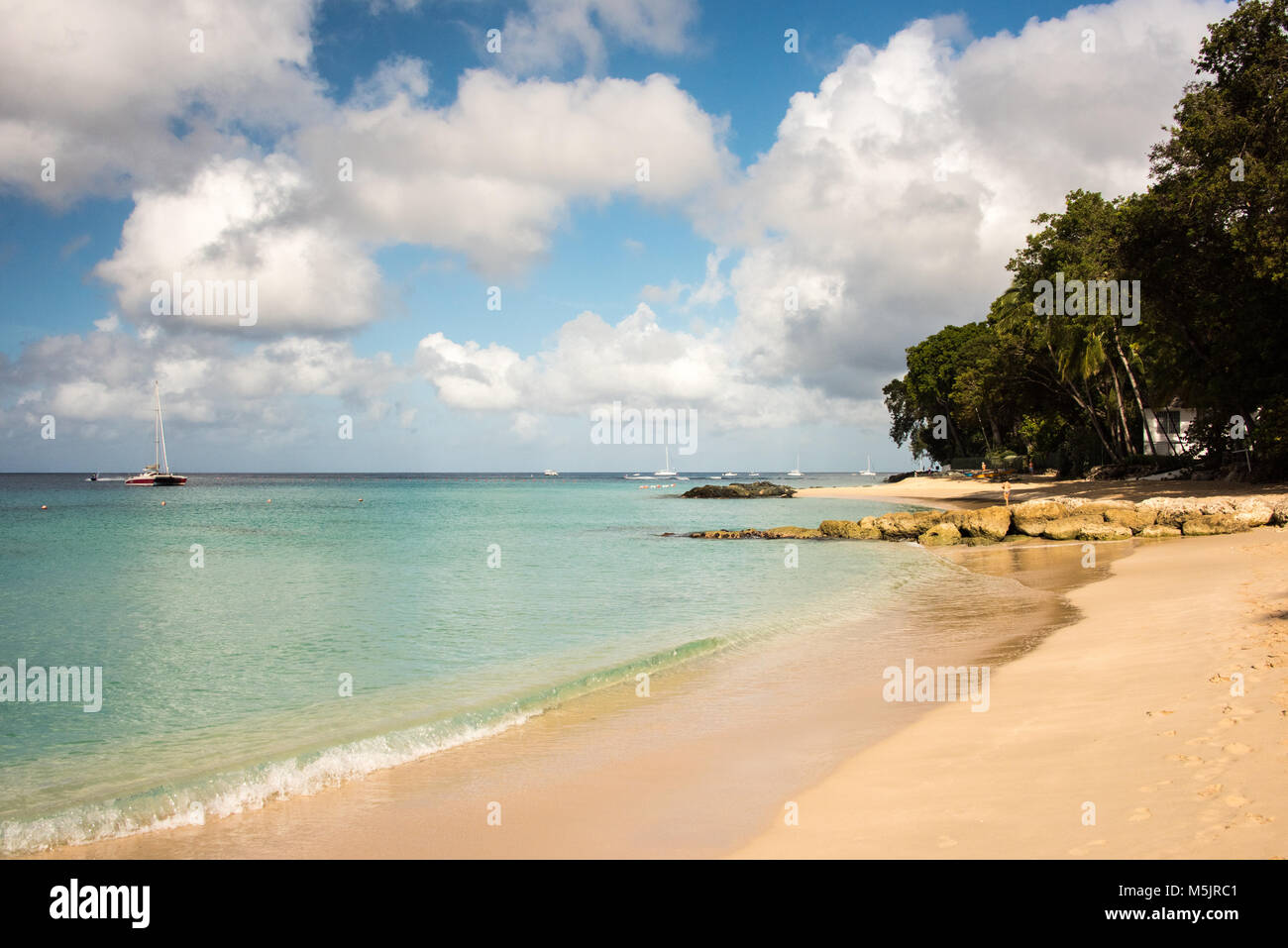Plage de sable fin, Barbados, Caribbean Banque D'Images