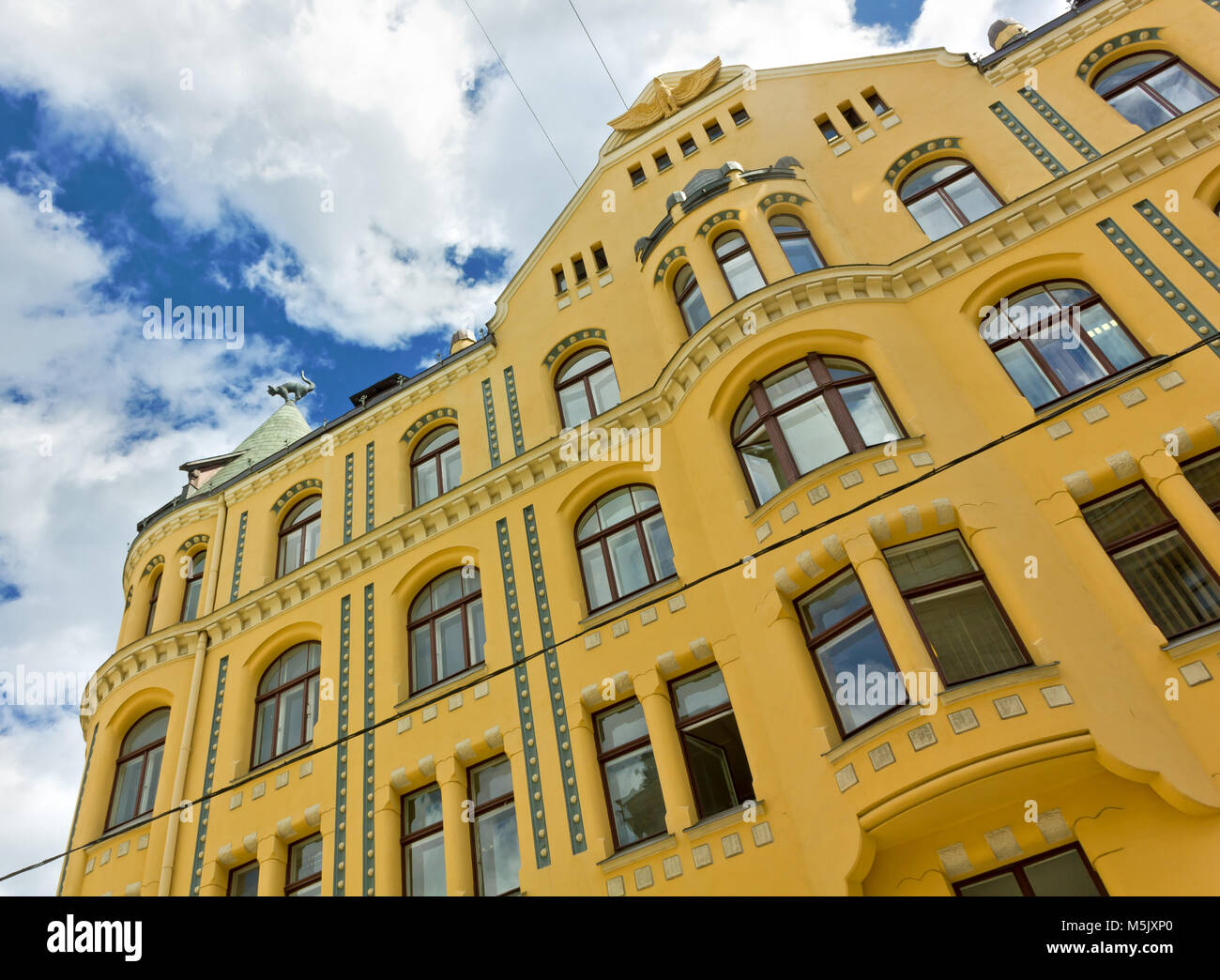 RIGA, Lettonie - Juillet 2013 : Vue de la Cat House, construit en 1909 dans l'architecture médiévale, avec quelques éléments d'Art Nouveau Banque D'Images