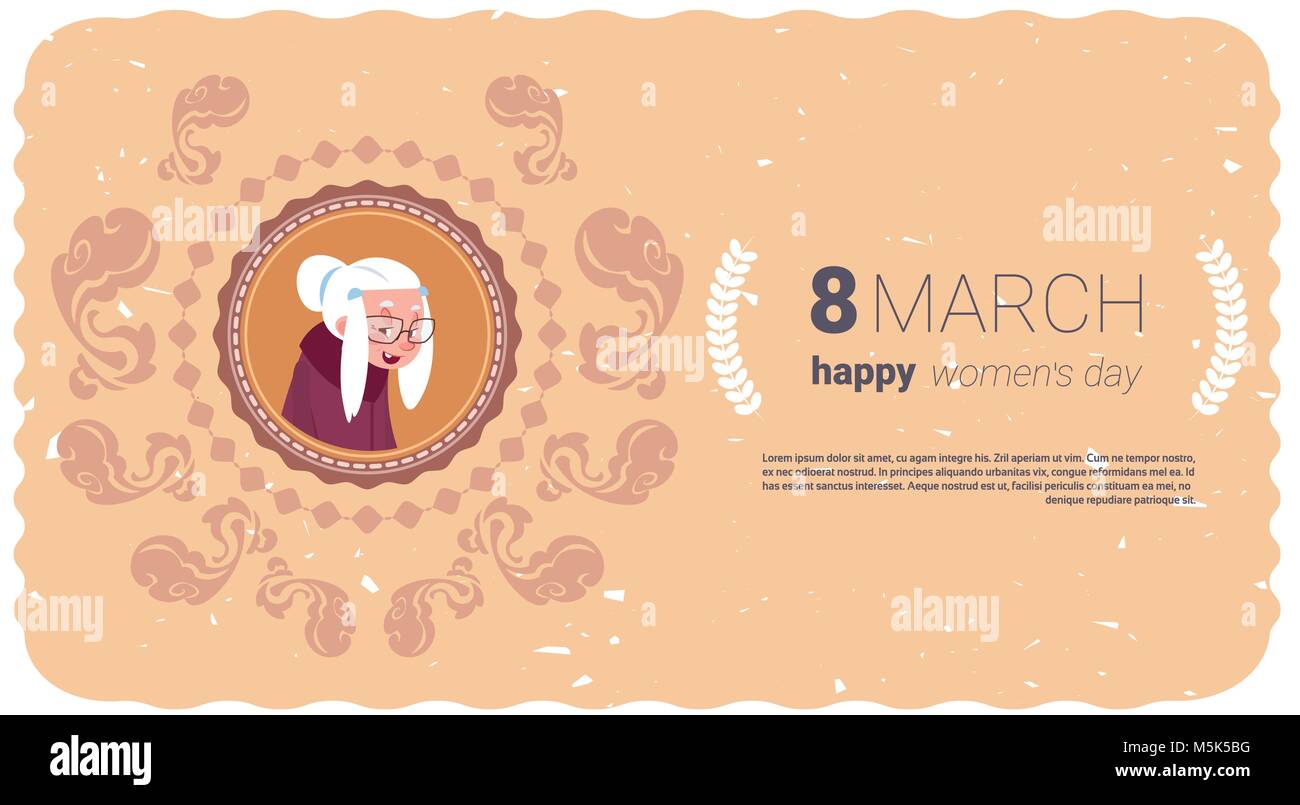 Happy Women Day Greeting Card avec grand-mère plus Backgrond Modèle 8 Concept de vacances Mars Illustration de Vecteur