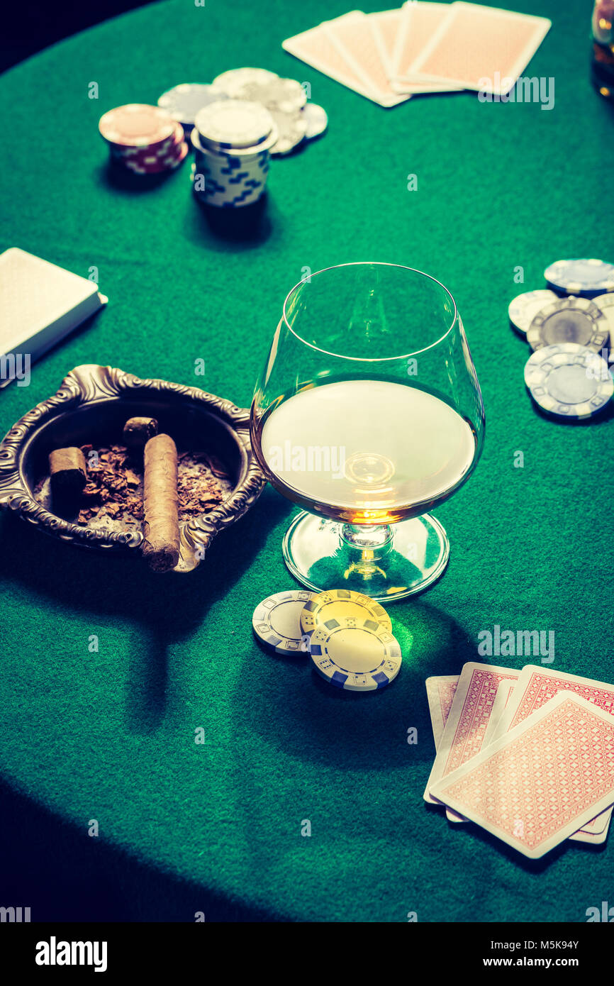 Gros plan du tableau vintage Vert pour le poker Banque D'Images