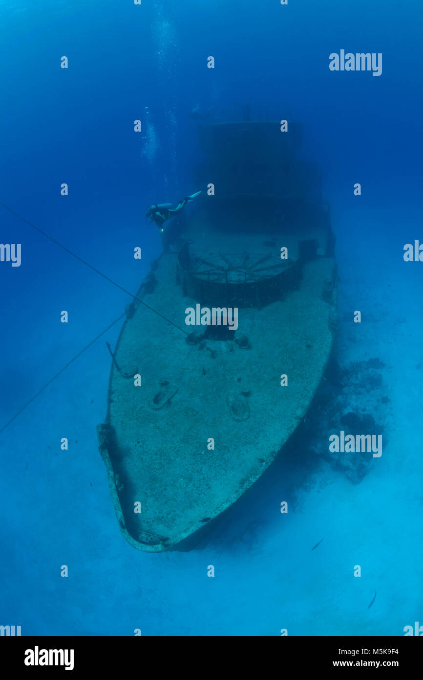 Plongée sous marine dans les mines plus clair C-53, rincé comme attraction de plongée à juin 2000, Cozumel, Mexique, Caraïbes Banque D'Images