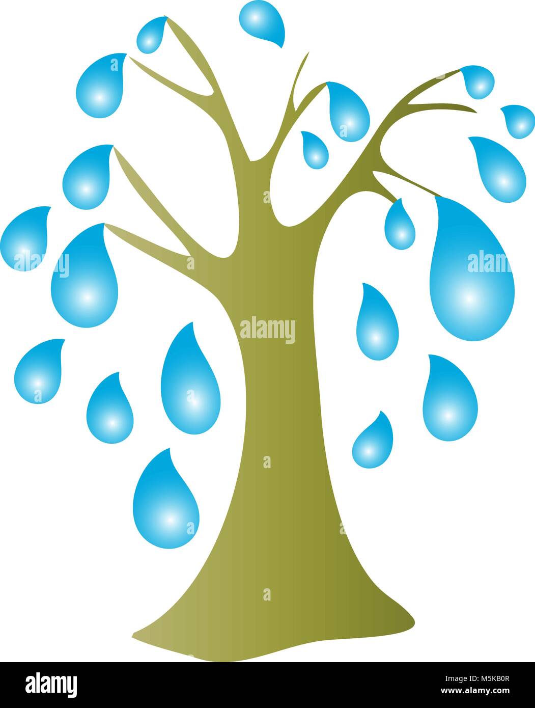 Une caricature d'un des arbres avec des gouttes au lieu de feuilles Illustration de Vecteur