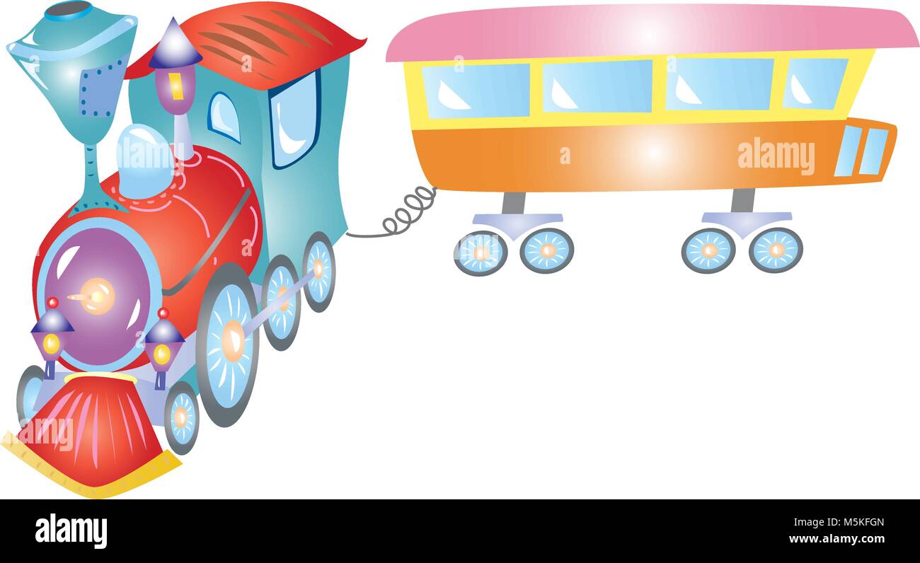 Un train à vapeur jouet rétro et transport ferroviaire Illustration de Vecteur