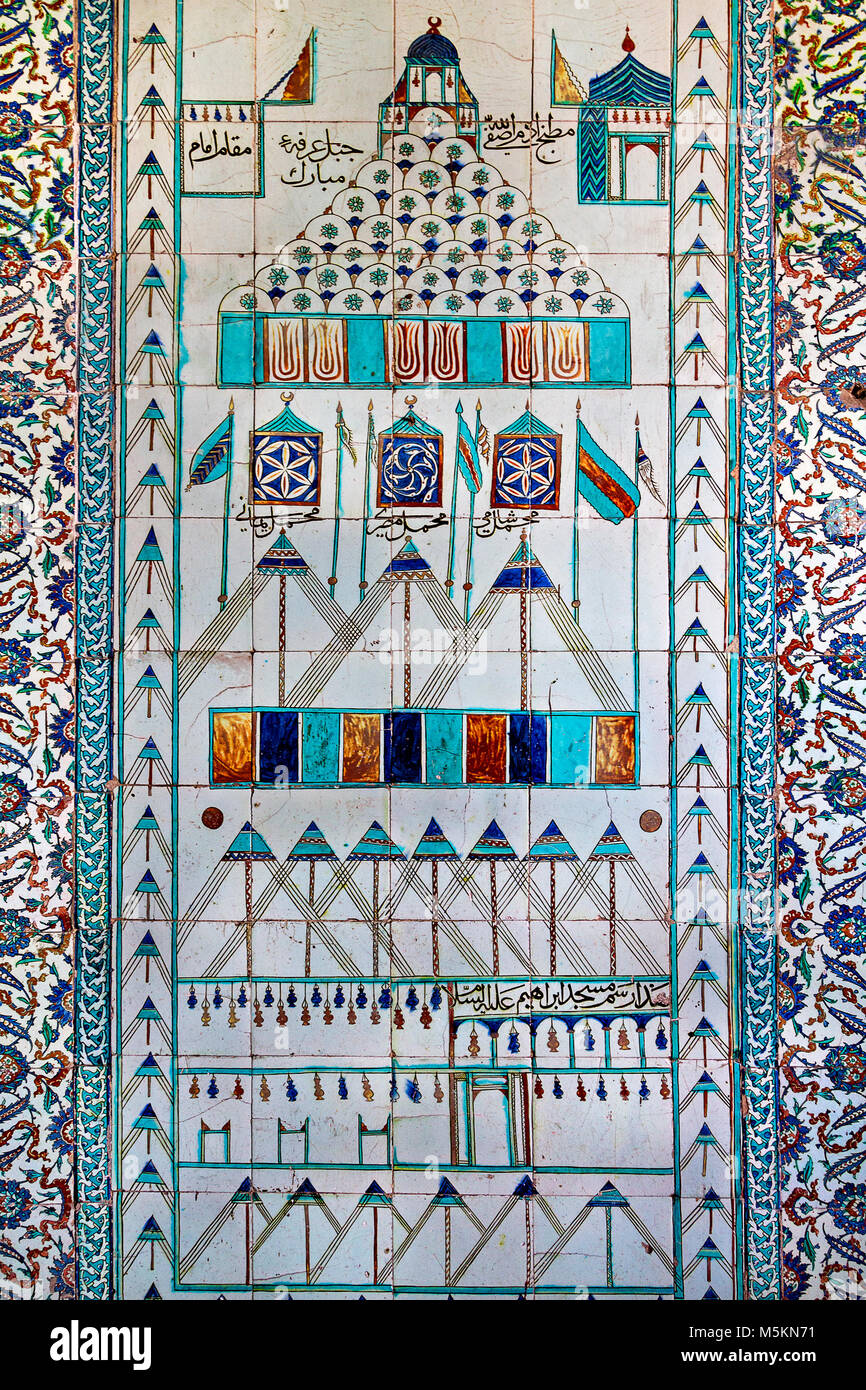 Des tuiles sur les murs du palais de Topkapi à Istanbul, Turquie. Banque D'Images