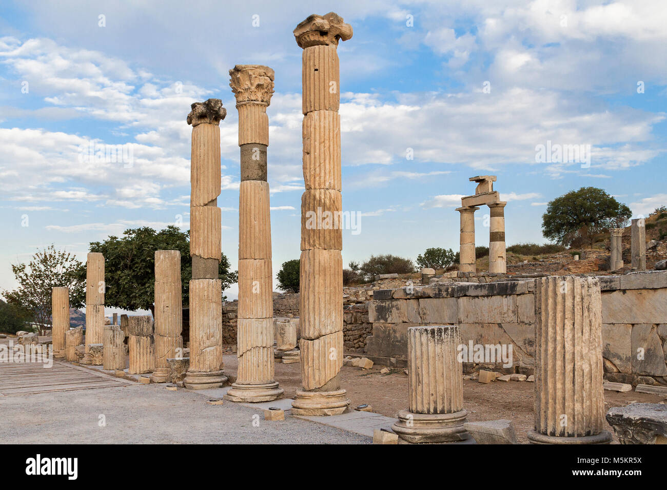 Vue sur les ruines romaines d'Éphèse, en Turquie. Banque D'Images