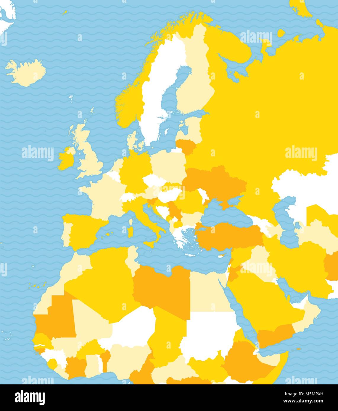 Carte politique de l'Europe, d'Afrique et du Moyen-Orient. Carte politique avec la frontière des États Illustration de Vecteur