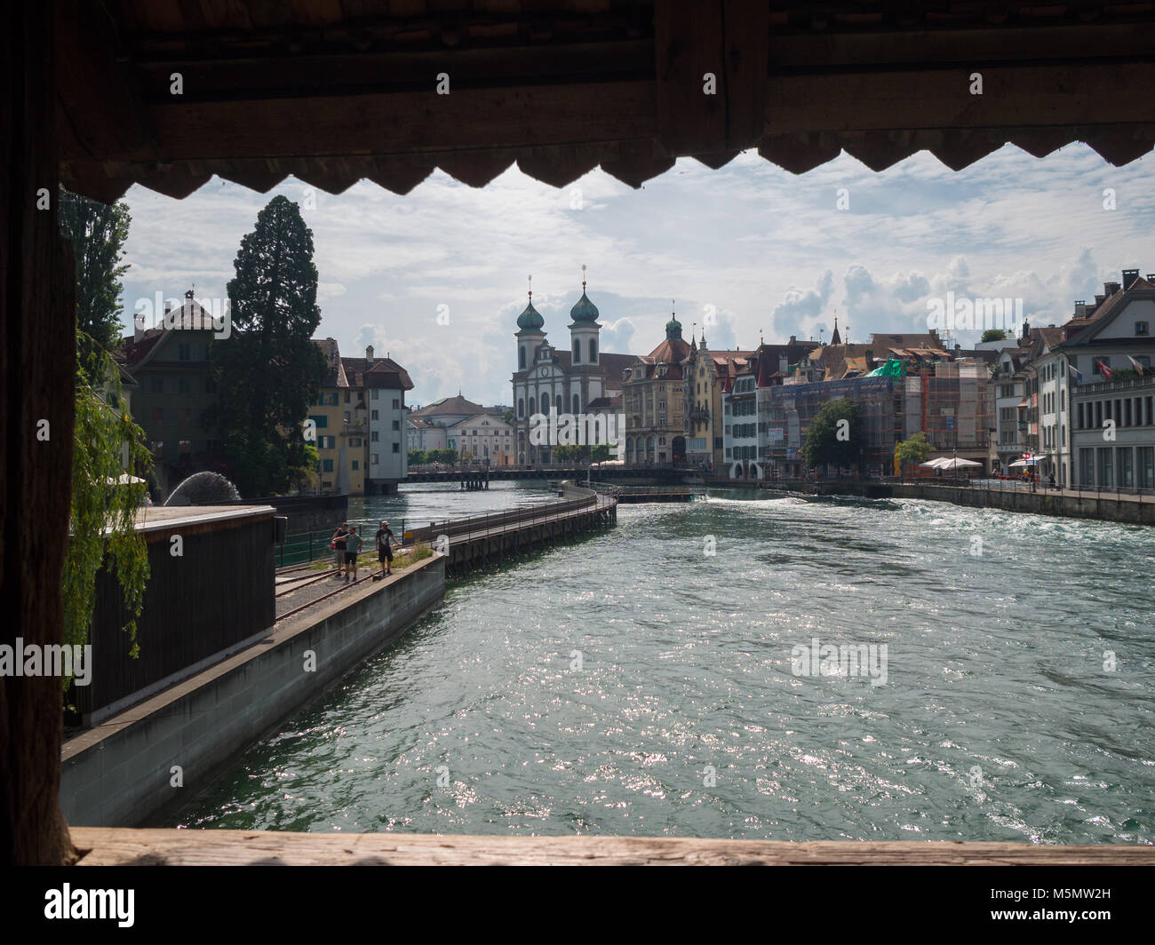 Vu du pont Spreuer Lucerne Banque D'Images