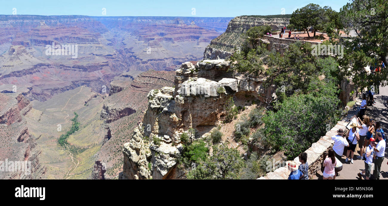 Jardin Indien de El Tovar Hôtel P . Le 2 juillet 2011. Randonnées sur le Bright Angel Trail, l'aller-retour de Grand Canyon Village dans une oasis verte de jardin indien est de 9,2 miles (14,8 km) et prend entre 6 et 10 heures. Jardin Indien est 3 060 pieds (933 m) au-dessous du point indiqué ici sur la rive sud. Banque D'Images