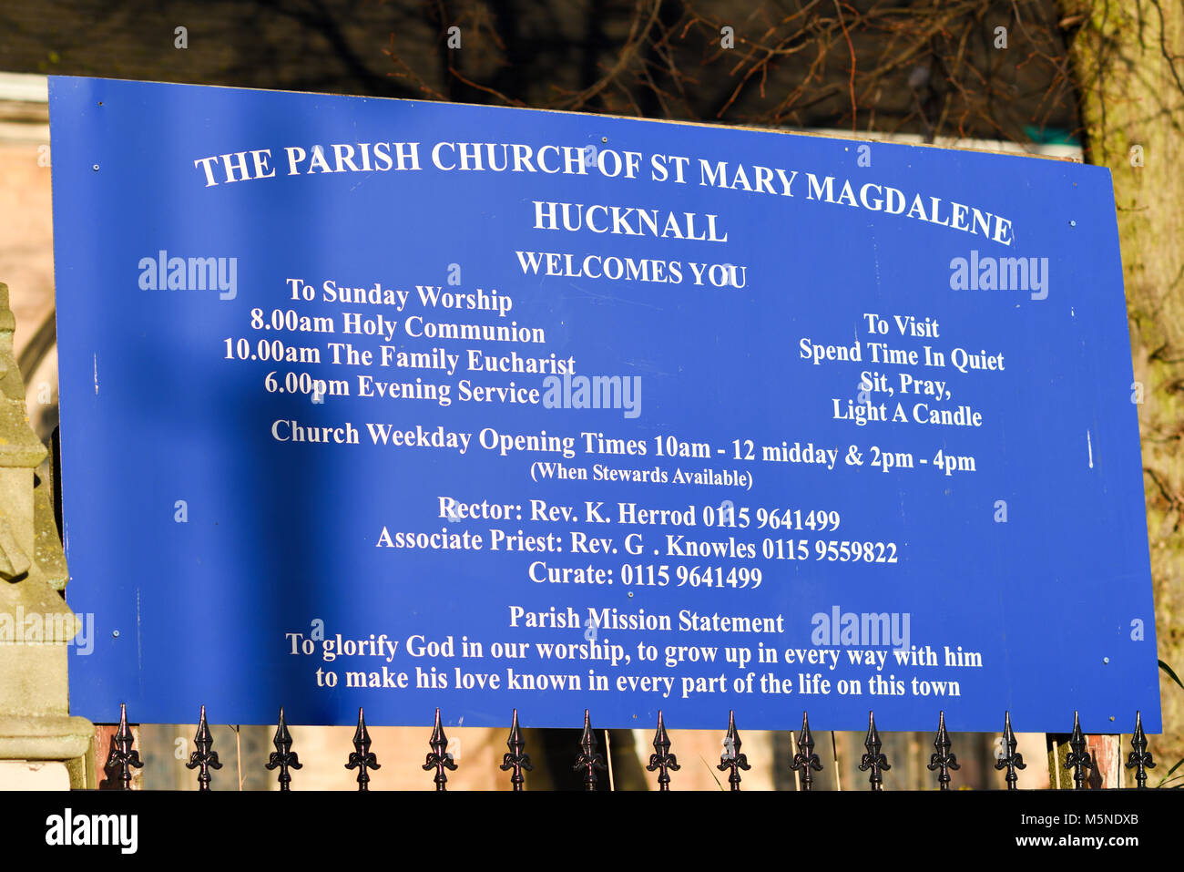 L'église paroissiale de St Mary Magdalene de Hucknall, Nottinghamshire, Angleterre. Banque D'Images