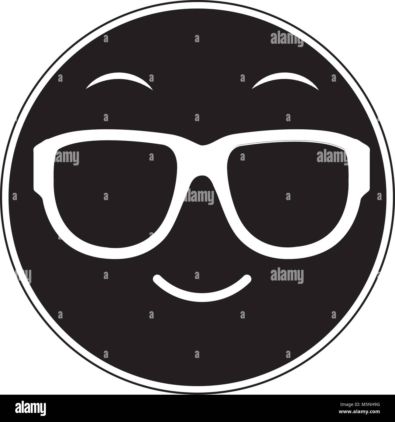 Silhouette cool geste visage expression emoji Illustration de Vecteur